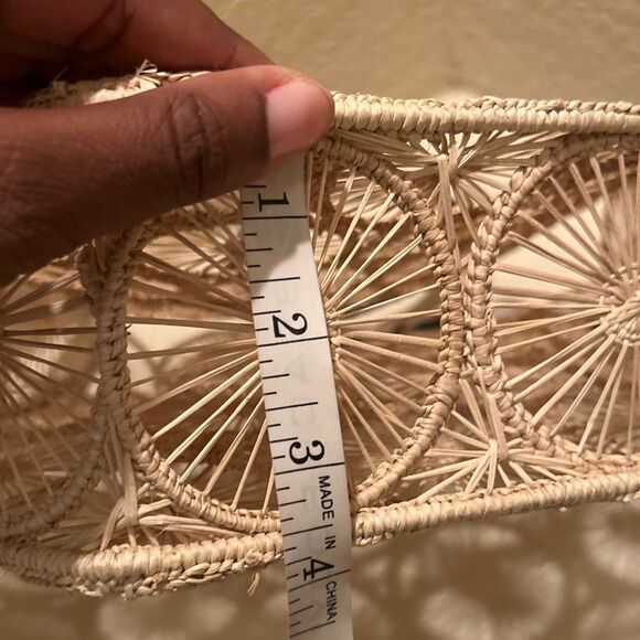 Guadalupe Alamo Basket Bag Neutral Tan Open Weave Artsy Coastal Boho Unique NWT - Picture 12 of 13